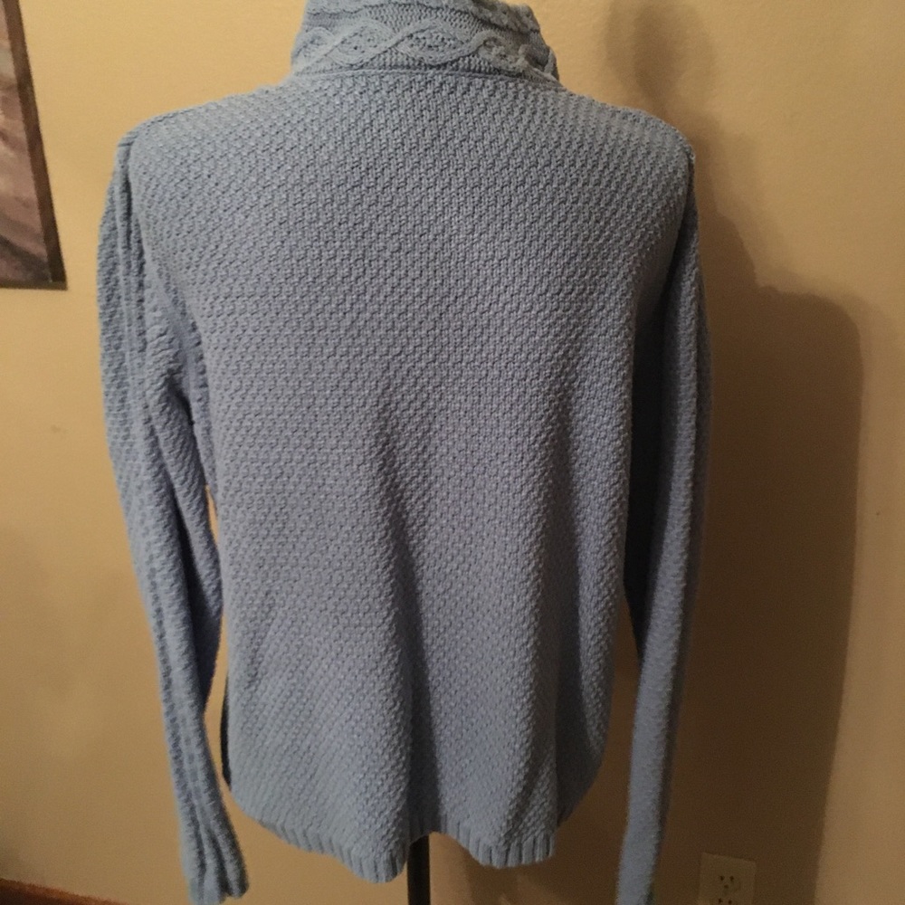 NORTHCREST LG CORNFLOWER BLUE QUARTER ZIP SWEATER WITH BEAUTIFUL PATTERNS - Picture 2 of 8